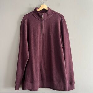 Tasso Elba Mens 1/4 Zip Mock Neck Cotton Pullover Sweater Wine Heather Sz XL